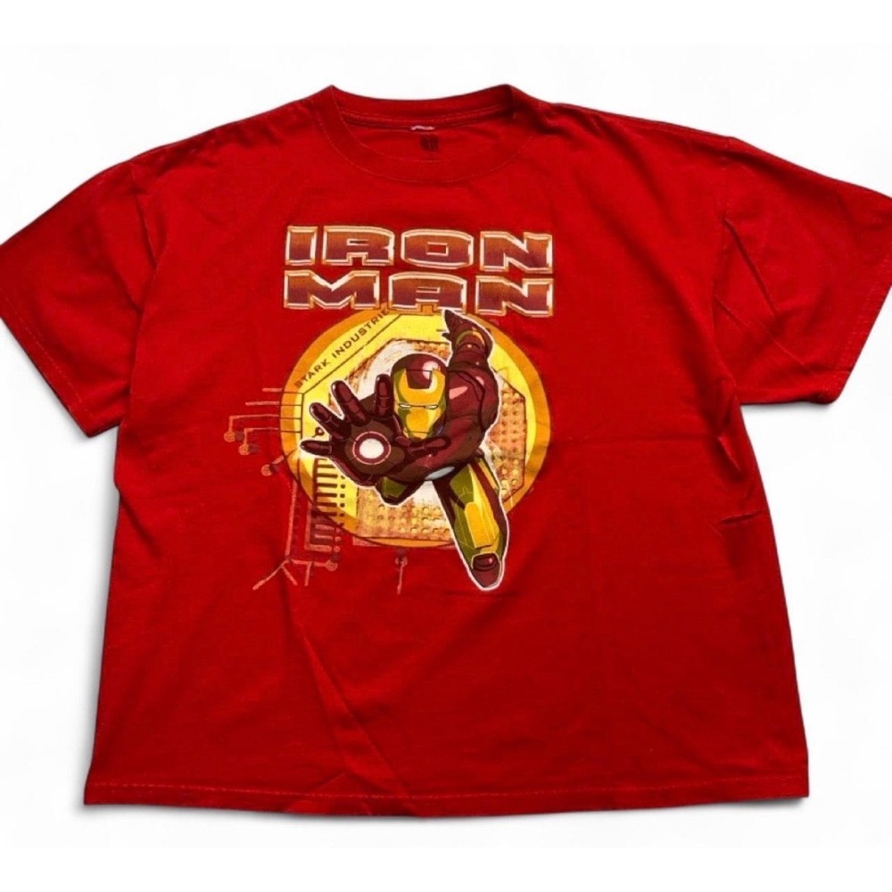 Vintage 2008 Iron Man Marvel Stark Industries Red Graphic T-Shirt Giant XL